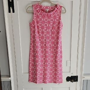 Talbots Pink Geometric Sleeveless Summer Dress